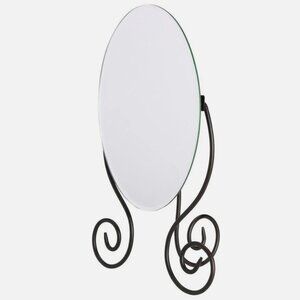 IKEA Myken 1999 Vintage Vanity Mirror 15” Tall, Swirl Design Base Discontinued